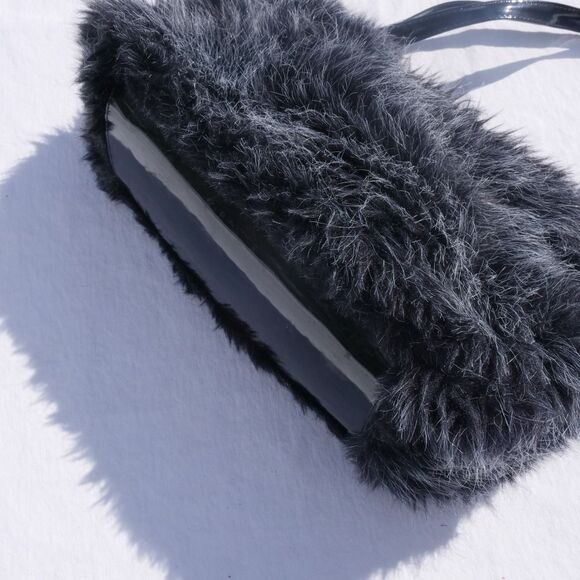 90s/y2k grey faux fur fluffy shoulder bag - Picture 4 of 7